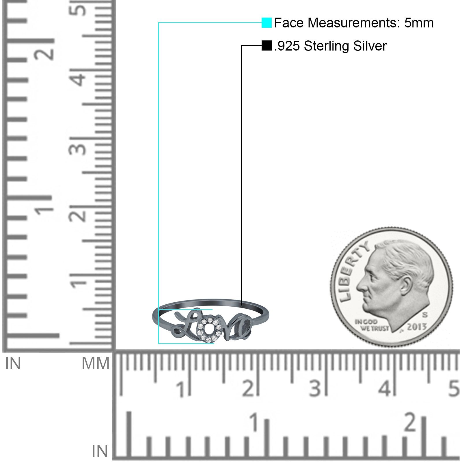 Engagement Eternity Love Ring Round Simulated Cubic Zirconia 925 Sterling Silver