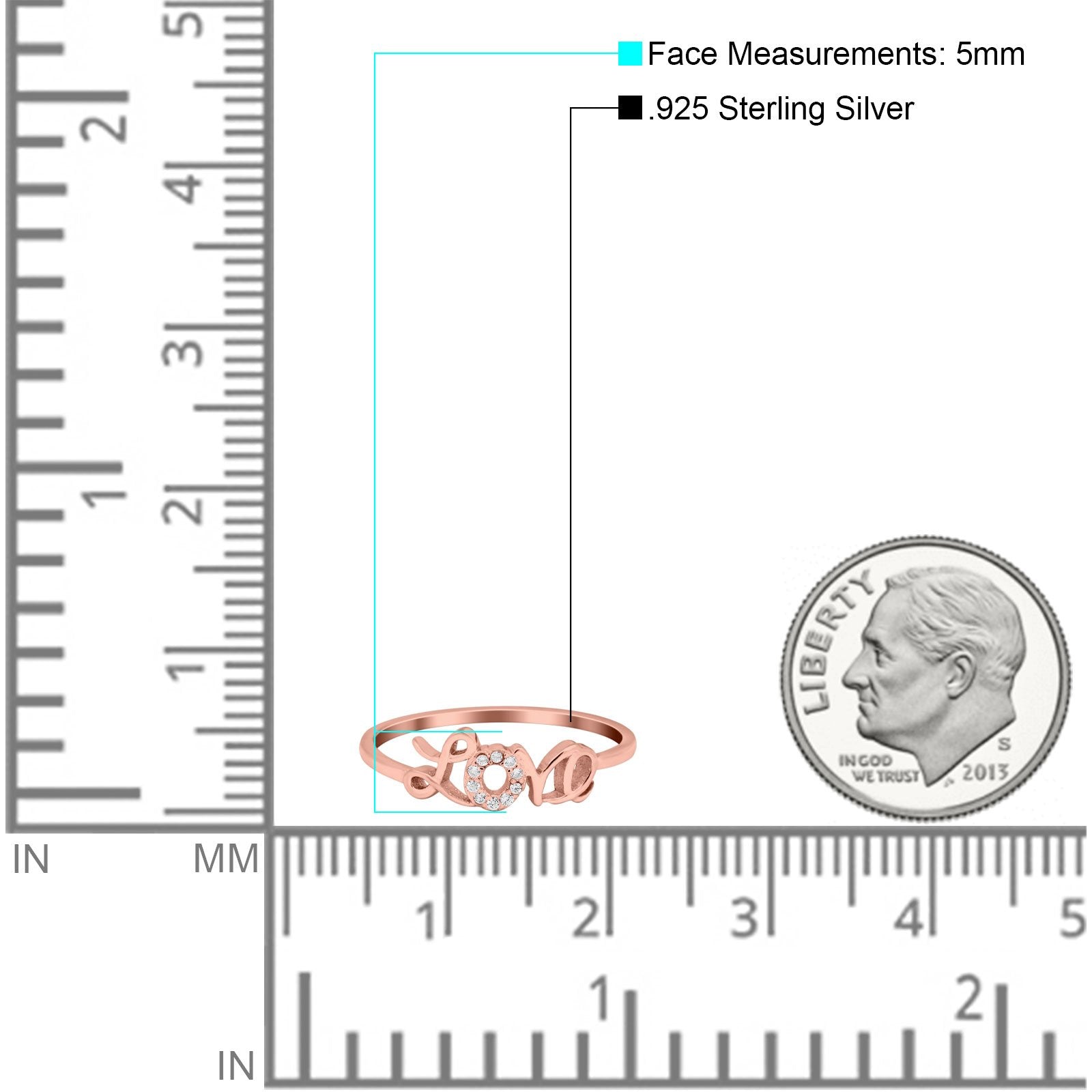 Engagement Eternity Love Ring Round Simulated Cubic Zirconia 925 Sterling Silver