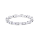 Full Eternity Wedding Ring Baguette Round Simulated CZ 925 Sterling Silver