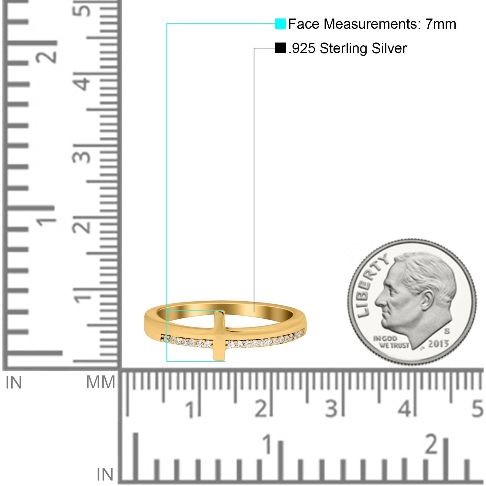 Sideway Cross Ring Round Eternity Simulated Cubic Zirconia 925 Sterling Silver