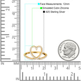 Heart Eternity Stackable Wedding Band Ring Round Simulated Cubic Zirconia 925 Sterling Silver