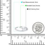 Half Eternity Fashion Ring Marquise Simulated Cubic Zirconia 925 Sterling Silver (9mm)