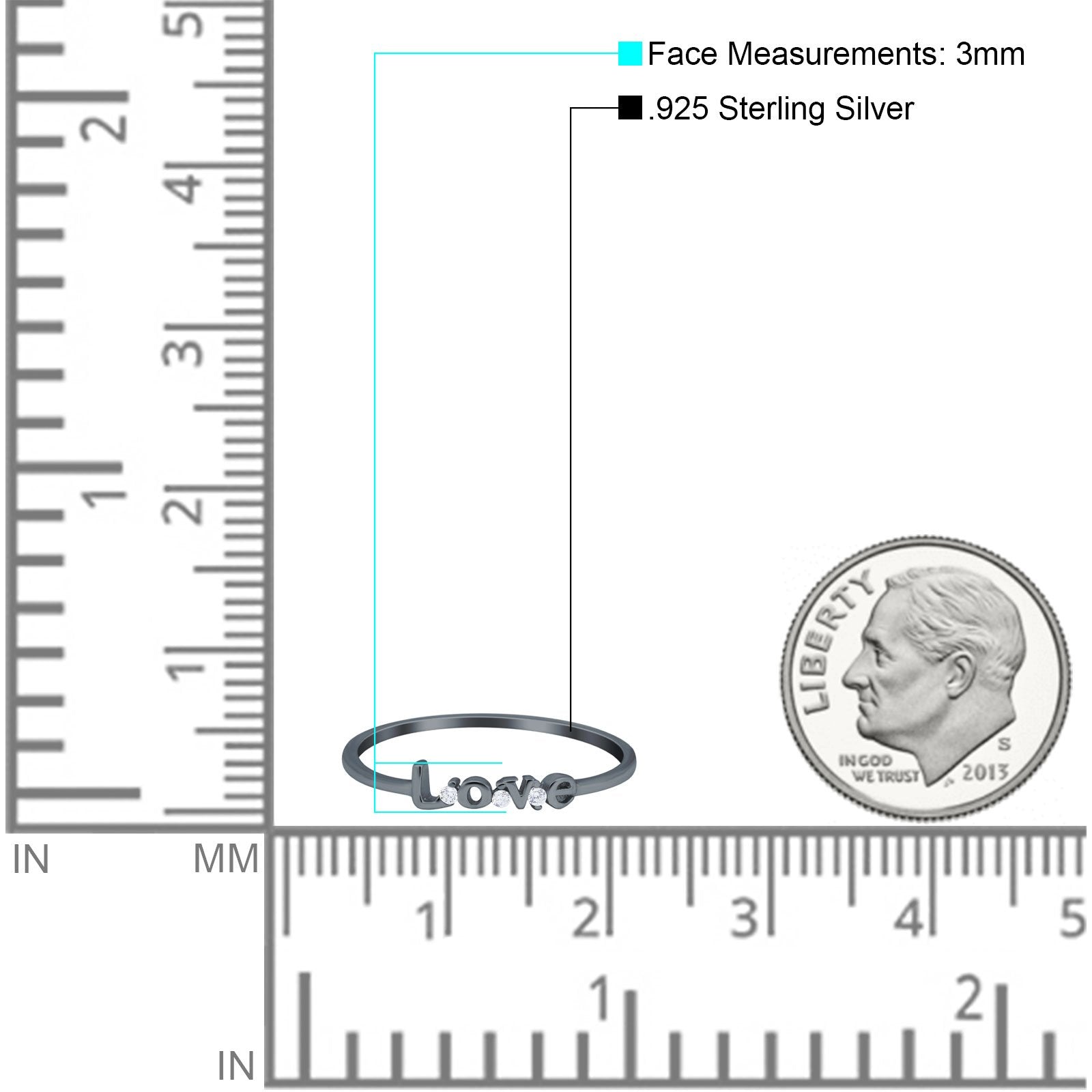 Love Band Ring Round Eternity Simulated Cubic Zirconia 925 Sterling Silver