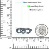 Infinity Two-Tone Heart Promise Ring Round Simulated Cubic Zirconia 925 Sterling Silver (8mm)