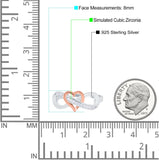 Infinity Two-Tone Heart Promise Ring Round Simulated Cubic Zirconia 925 Sterling Silver (8mm)