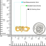 Infinity Two-Tone Heart Promise Ring Round Simulated Cubic Zirconia 925 Sterling Silver (8mm)