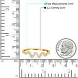 New Wave Band Ring Round Eternity Simulated Cubic Zirconia 925 Sterling Silver