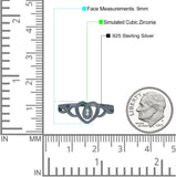 Fashion Heart Promise Ring Infinity Shank Round Simulated Cubic Zirconia 925 Sterling Silver (9mm)