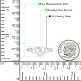Fashion Heart Promise Ring Infinity Shank Round Simulated Cubic Zirconia 925 Sterling Silver (9mm)