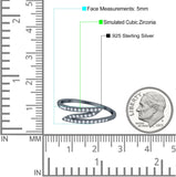 Fashion Half Eternity Ring Round Simulated Cubic Zirconia 925 Sterling Silver (5mm)