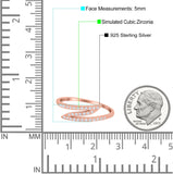 Fashion Half Eternity Ring Round Simulated Cubic Zirconia 925 Sterling Silver (5mm)