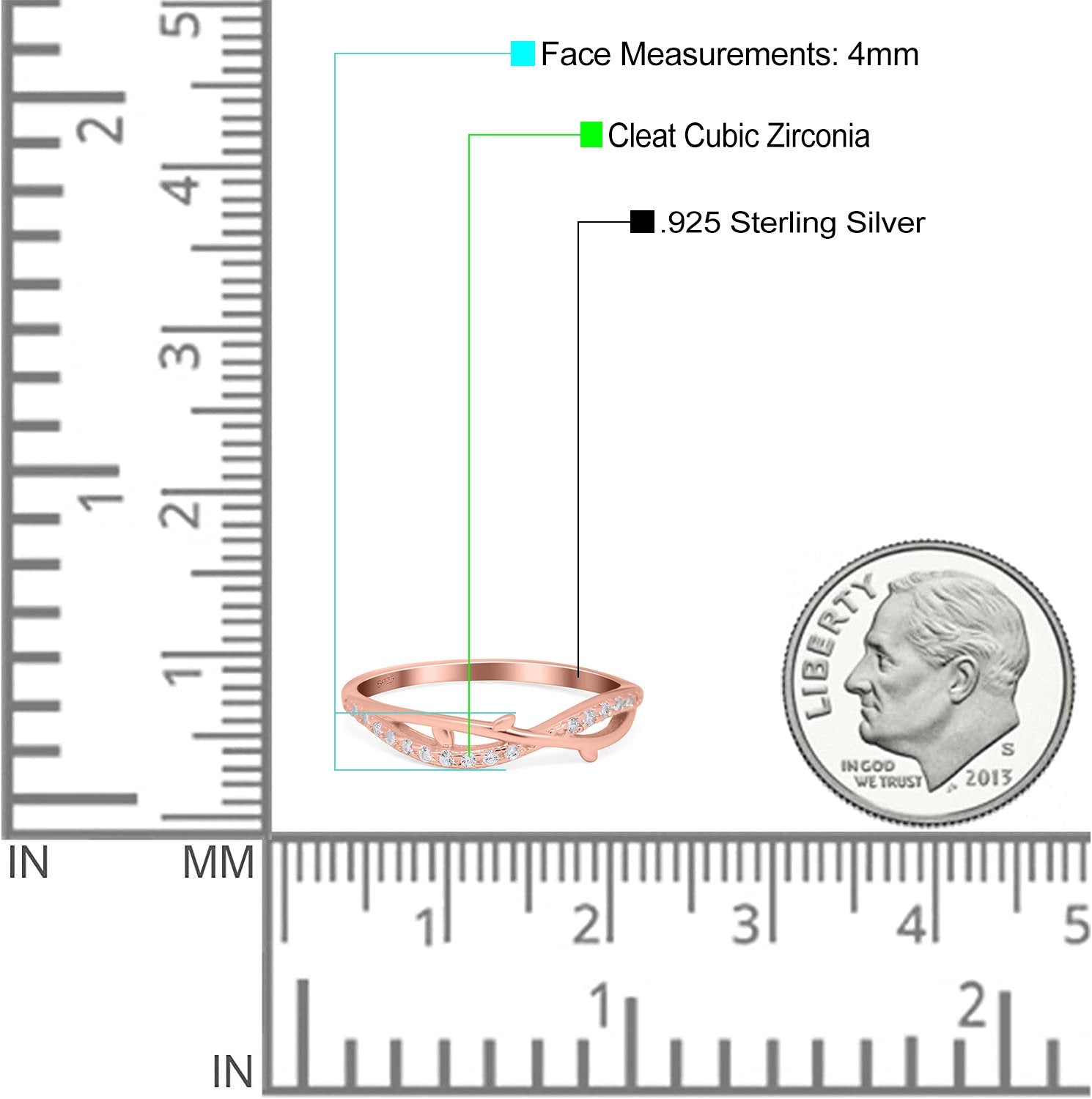 Fashion Crisscross Half Eternity Ring Band Round 4mm Simulated Cubic Zirconia 925 Sterling Silver