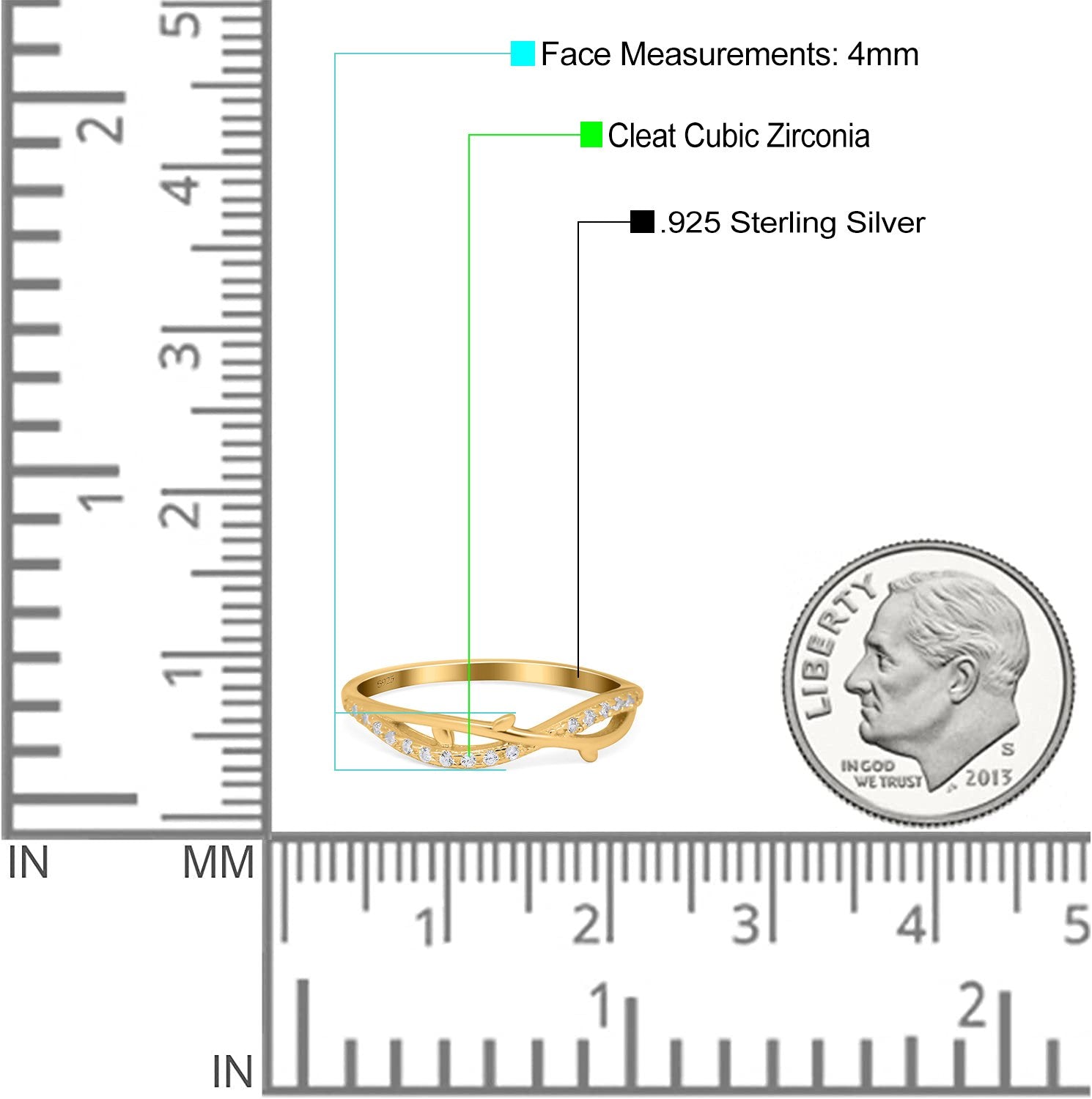 Fashion Crisscross Half Eternity Ring Band Round 4mm Simulated Cubic Zirconia 925 Sterling Silver