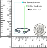 Half Eternity Ring Band Bezel Set Round Simulated Cubic Zirconia 925 Sterling Silver (4mm)