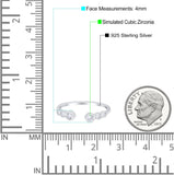 Half Eternity Ring Band Bezel Set Round Simulated Cubic Zirconia 925 Sterling Silver (4mm)