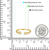 Half Eternity Ring Band Bezel Set Round Simulated Cubic Zirconia 925 Sterling Silver (4mm)