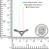 Half Eternity V Chevron Midi Ring Simulated Cubic Zirconia 925 Sterling Silver