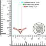 Half Eternity V Chevron Midi Ring Simulated Cubic Zirconia 925 Sterling Silver