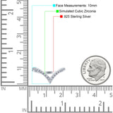 Half Eternity V Chevron Midi Ring Simulated Cubic Zirconia 925 Sterling Silver