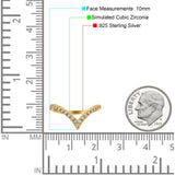 Half Eternity V Chevron Midi Ring Simulated Cubic Zirconia 925 Sterling Silver