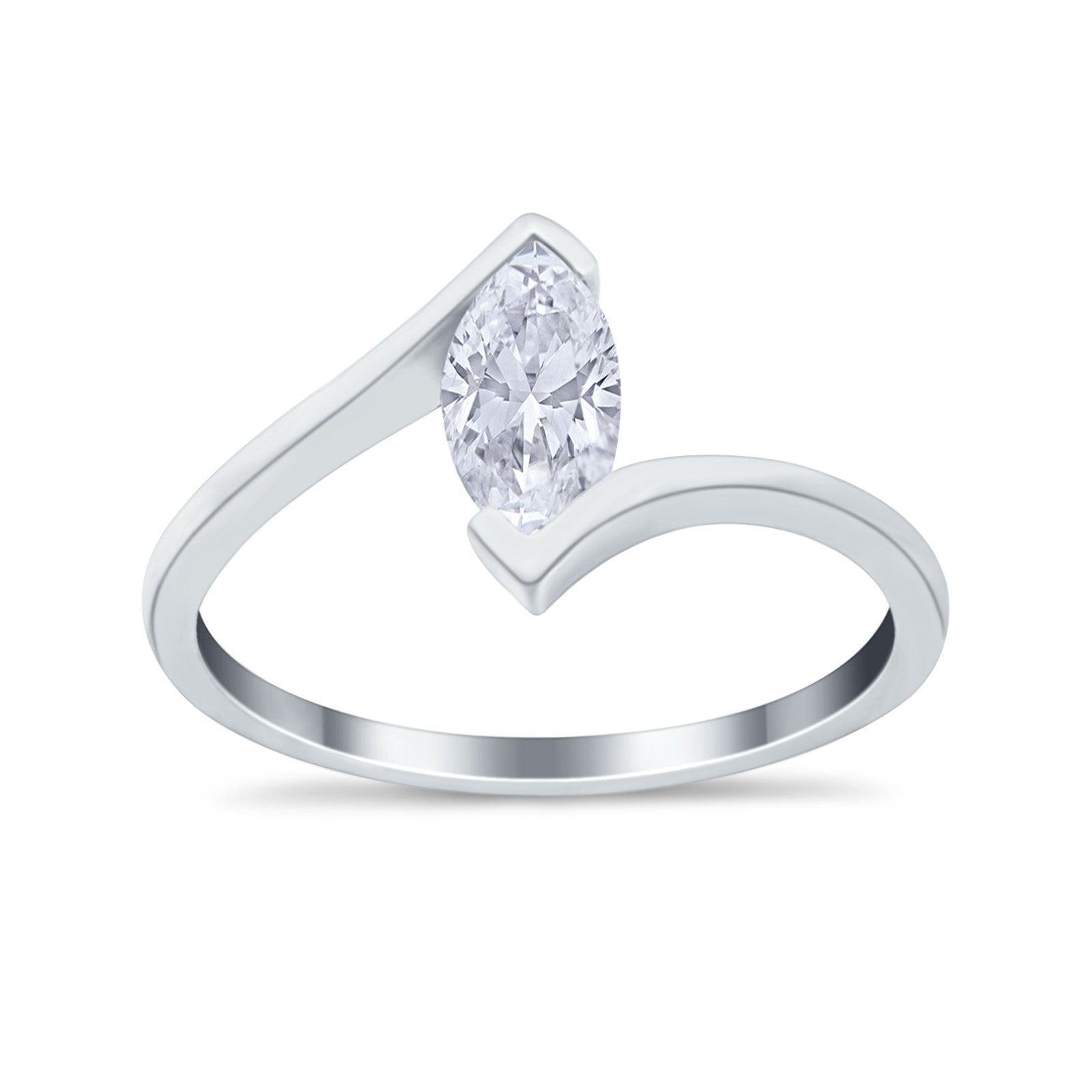 Marquise Swirl Wedding Ring Simulated Cubic Zirconia 925 Sterling Silver