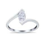 Marquise Swirl Wedding Ring Simulated Cubic Zirconia 925 Sterling Silver
