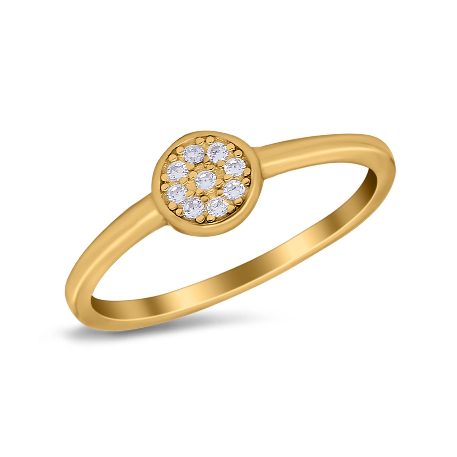 Petite Dainty Thumb Ring Pave Round Simulated Cubic Zirconia 925 Sterling Silver