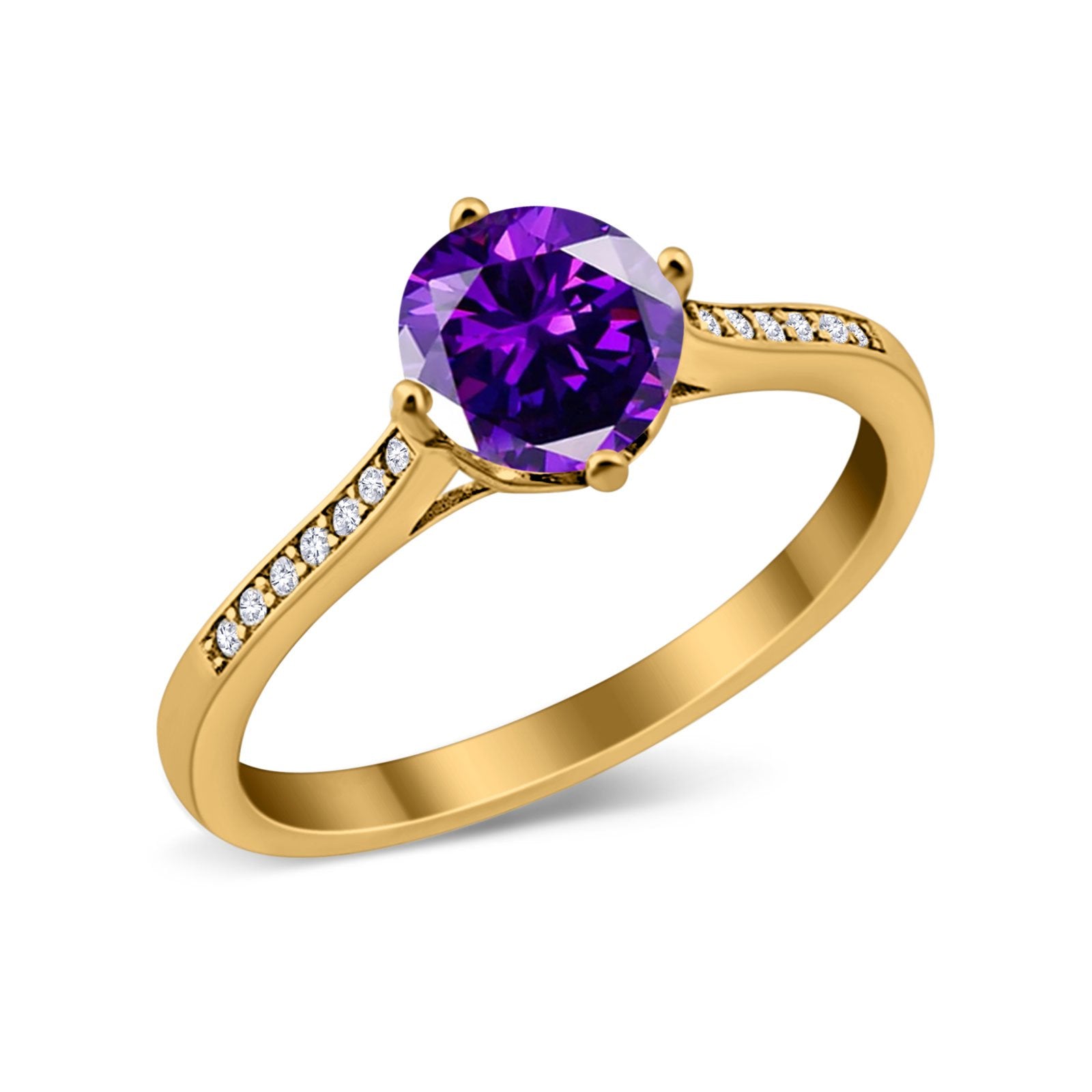 Solitaire Art Deco Wedding Ring Round Simulated Cubic Zirconia 925 Sterling Silver