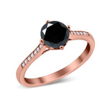 Solitaire Art Deco Wedding Ring Round Simulated Cubic Zirconia 925 Sterling Silver