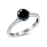 Solitaire Art Deco Wedding Ring Round Simulated Cubic Zirconia 925 Sterling Silver