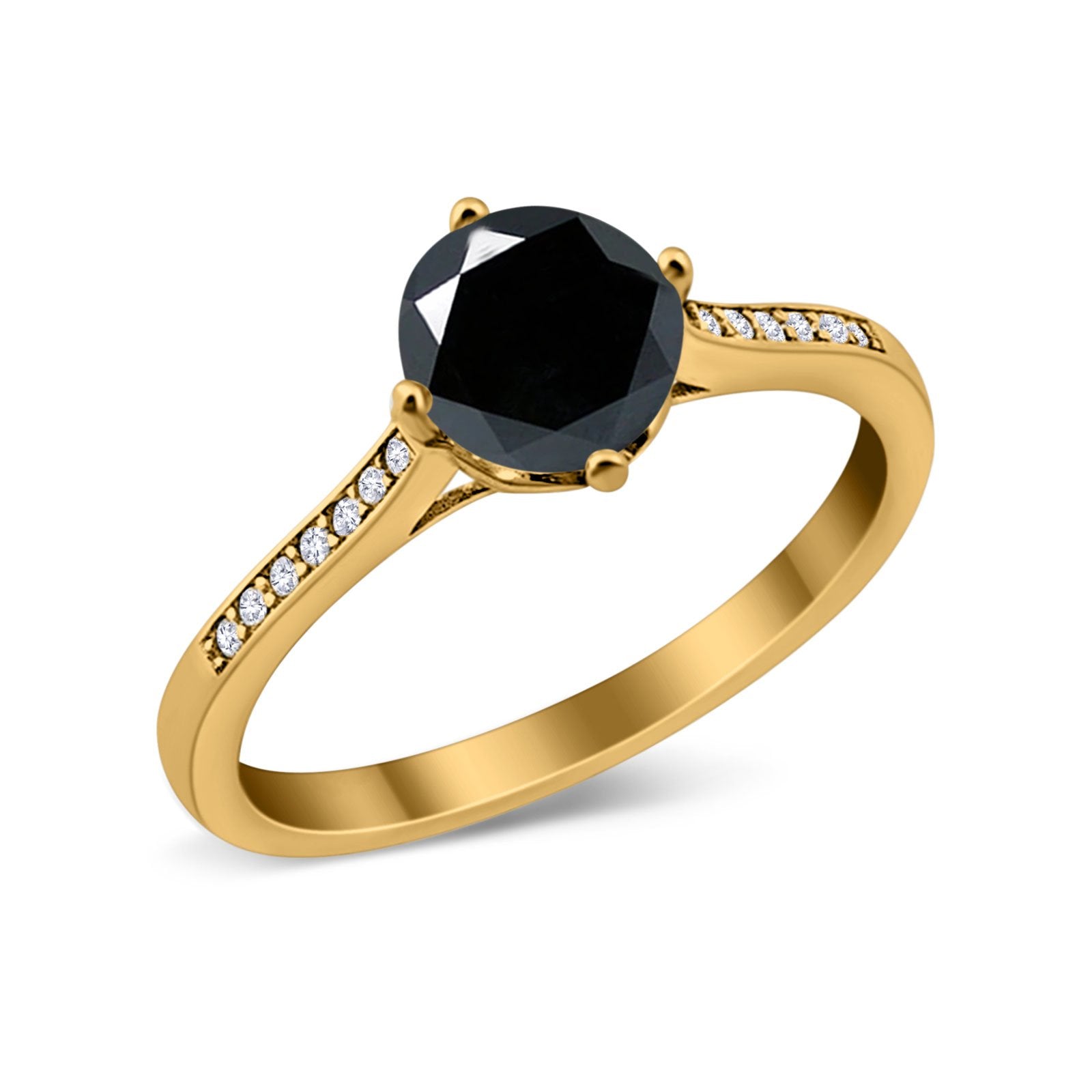 Solitaire Art Deco Wedding Ring Round Simulated Cubic Zirconia 925 Sterling Silver