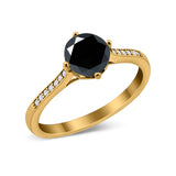 Solitaire Art Deco Wedding Ring Round Simulated Cubic Zirconia 925 Sterling Silver