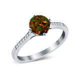 Solitaire Art Deco Wedding Ring Round Simulated Cubic Zirconia 925 Sterling Silver