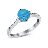 Solitaire Art Deco Wedding Ring Round Simulated Cubic Zirconia 925 Sterling Silver