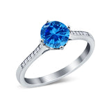 Solitaire Art Deco Wedding Ring Round Simulated Cubic Zirconia 925 Sterling Silver