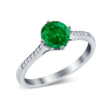 Solitaire Art Deco Wedding Ring Round Simulated Cubic Zirconia 925 Sterling Silver