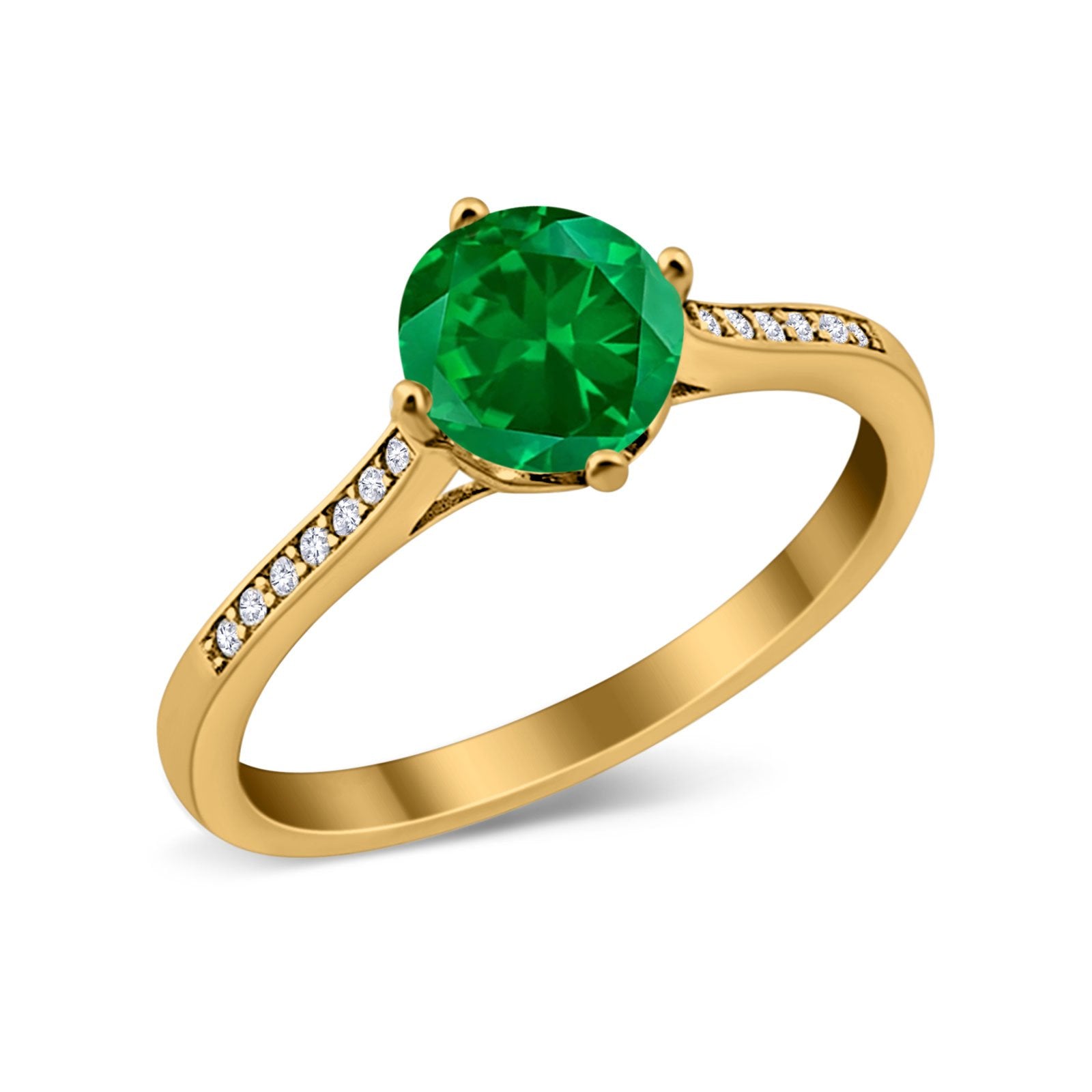 Solitaire Art Deco Wedding Ring Round Simulated Cubic Zirconia 925 Sterling Silver