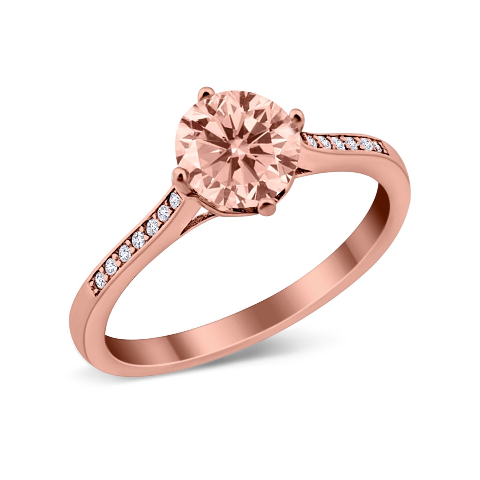 Solitaire Art Deco Wedding Ring Round Simulated Cubic Zirconia 925 Sterling Silver