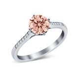 Solitaire Art Deco Wedding Ring Round Simulated Cubic Zirconia 925 Sterling Silver