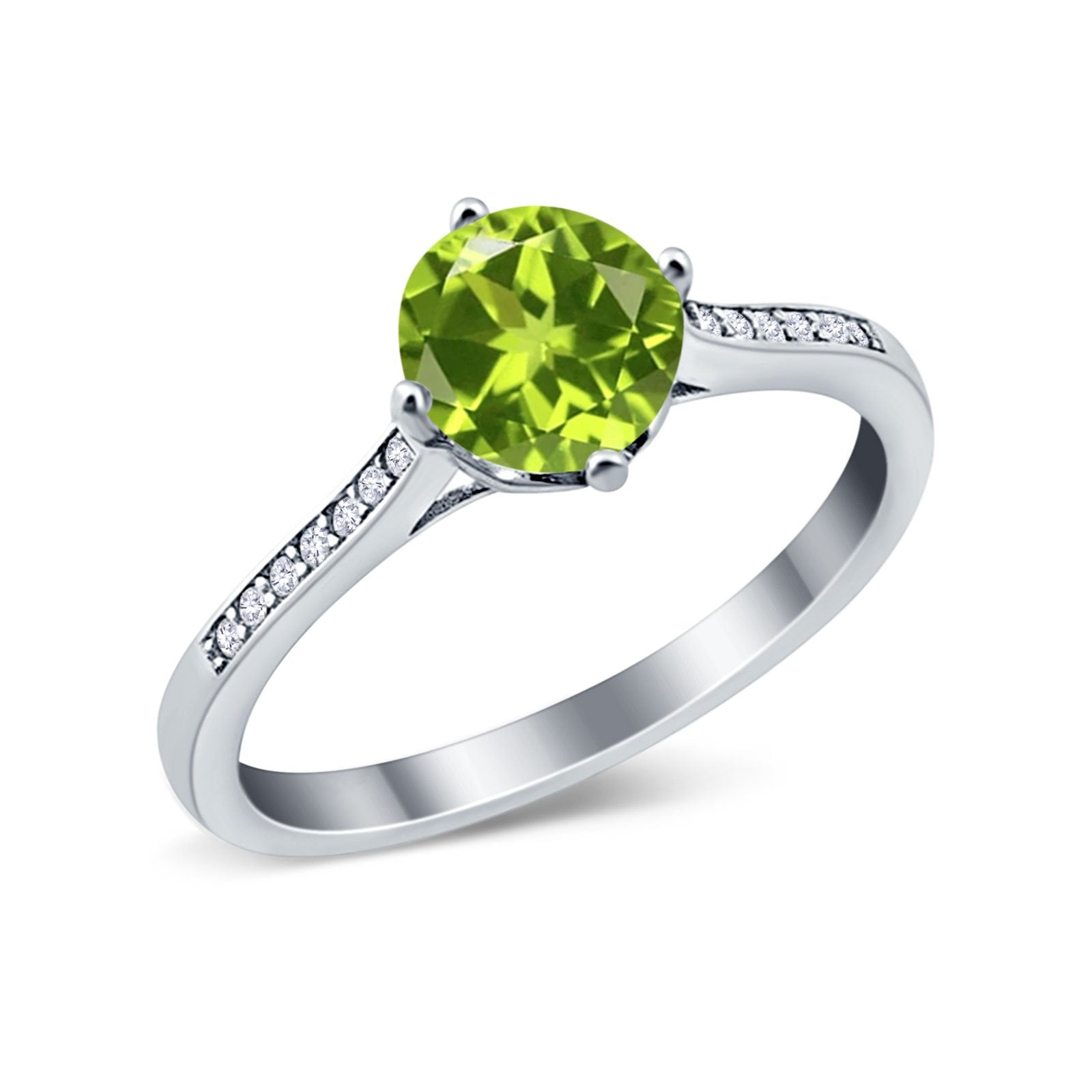 Solitaire Art Deco Wedding Ring Round Simulated Cubic Zirconia 925 Sterling Silver