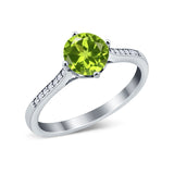 Solitaire Art Deco Wedding Ring Round Simulated Cubic Zirconia 925 Sterling Silver