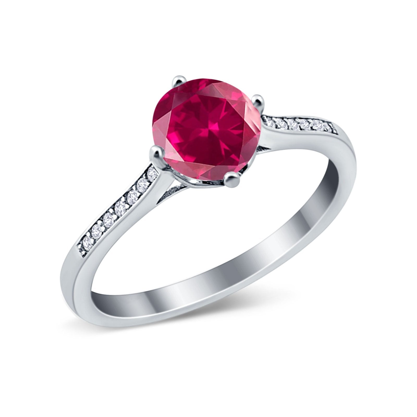 Solitaire Art Deco Wedding Ring Round Simulated Cubic Zirconia 925 Sterling Silver