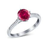 Solitaire Art Deco Wedding Ring Round Simulated Cubic Zirconia 925 Sterling Silver