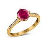 Solitaire Art Deco Wedding Ring Round Simulated Cubic Zirconia 925 Sterling Silver