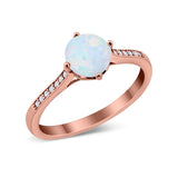 Solitaire Art Deco Wedding Ring Round Simulated Cubic Zirconia 925 Sterling Silver