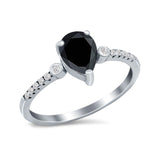 Vintage Style Teardrop Wedding Ring Simulated Cubic Zirconia 925 Sterling Silver