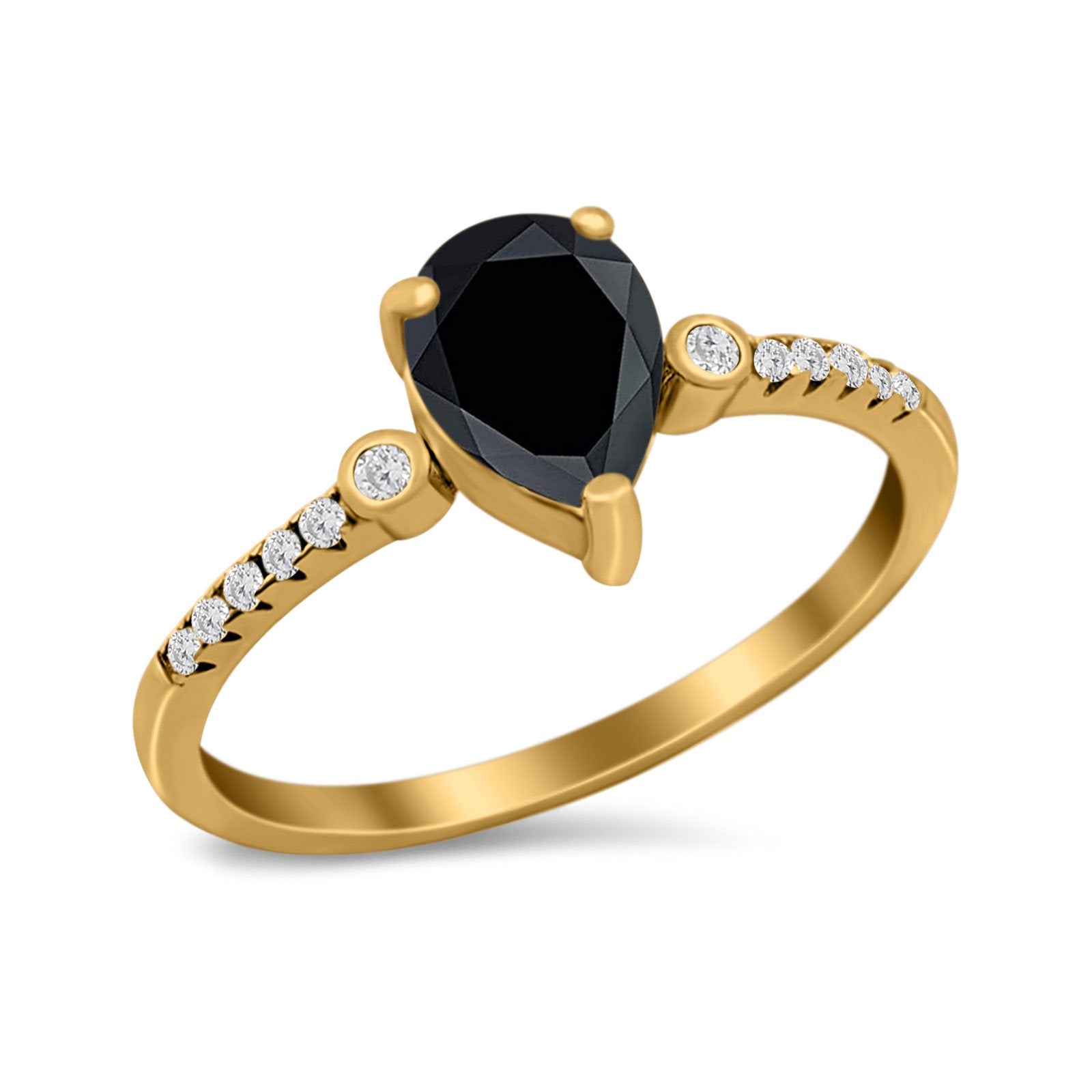 Vintage Style Teardrop Wedding Ring Simulated Cubic Zirconia 925 Sterling Silver