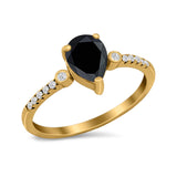 Vintage Style Teardrop Wedding Ring Simulated Cubic Zirconia 925 Sterling Silver