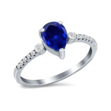 Vintage Style Teardrop Wedding Ring Simulated Cubic Zirconia 925 Sterling Silver