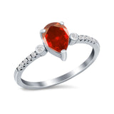 Vintage Style Teardrop Wedding Ring Simulated Cubic Zirconia 925 Sterling Silver